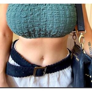 Vintage leather & suede statement hip belt